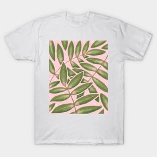 Pink and Green Palm Leaves T-Shirt